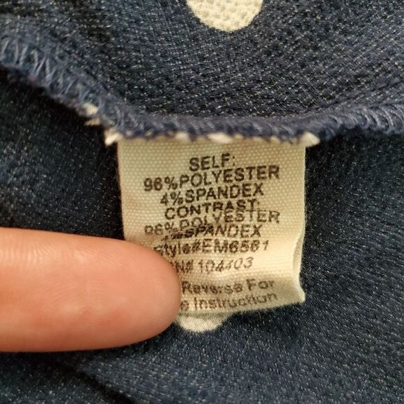 Sweet Wanderer Navy Blue/White Polka-Dot Ruffle Tie String Blouse - Picture 6 of 7